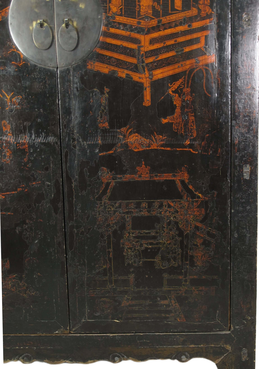Large 84" Inch Tall  Black Chinese Antique Cabinet