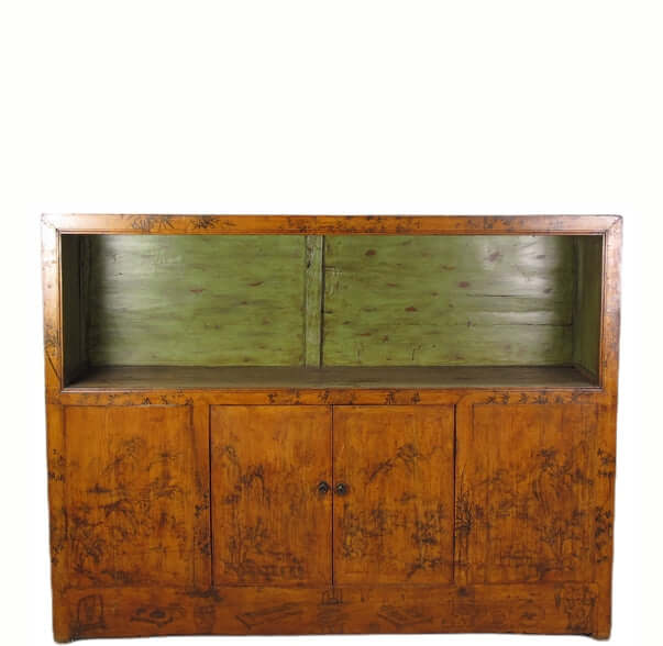 Hand Painted Chinese Antique Display Cabinet – 49 inches tall