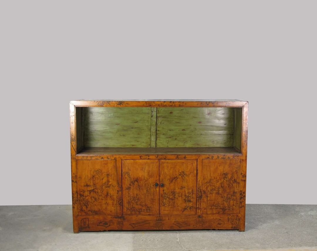 Hand Painted Chinese Antique Display Cabinet – 49 inches tall