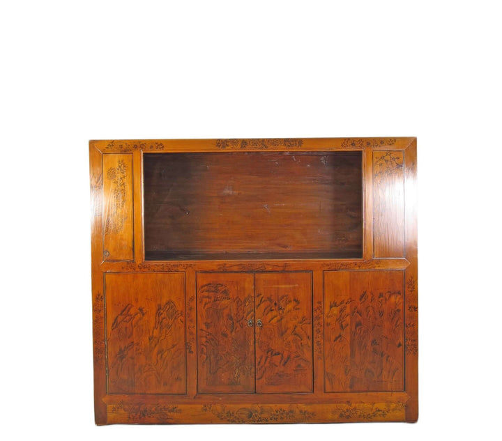 Hand Painted Chinese Antique Display Cabinet – 59 inches tall, Hand-Painted Design