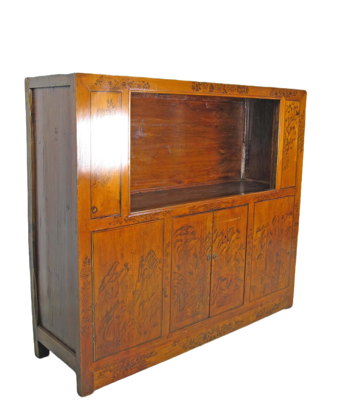 Hand Painted Chinese Antique Display Cabinet – 59 inches tall, Hand-Painted Design