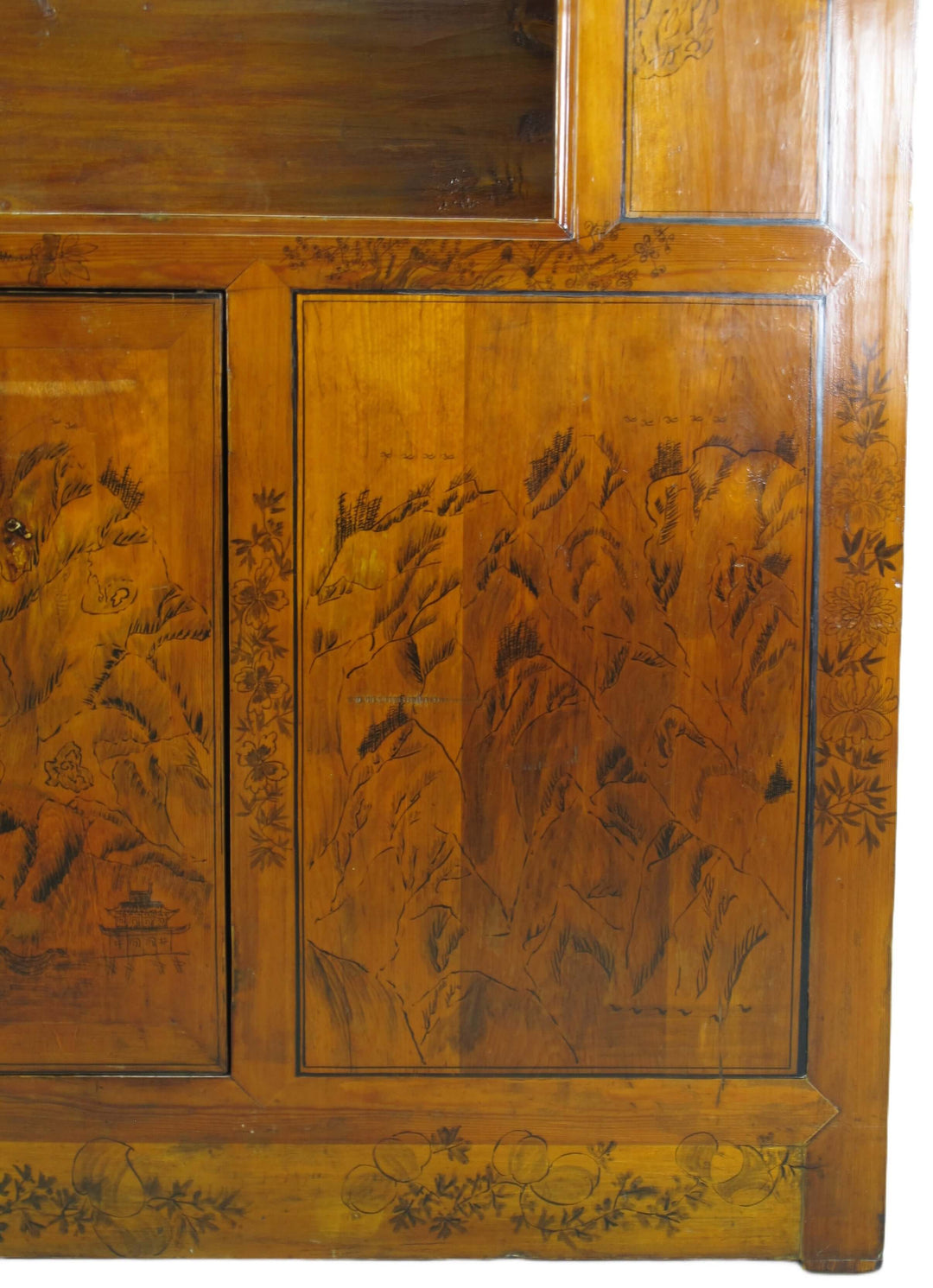 Hand Painted Chinese Antique Display Cabinet – 59 inches tall, Hand-Painted Design