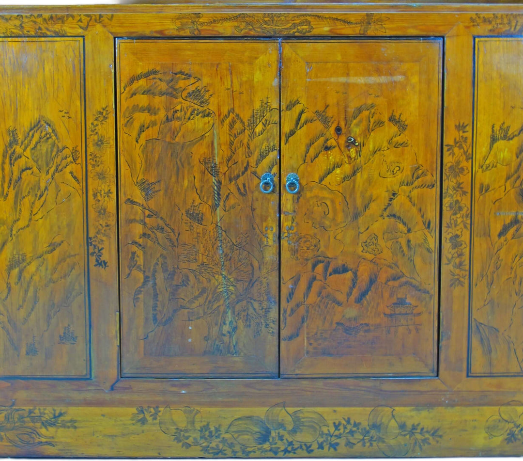 Hand Painted Chinese Antique Display Cabinet – 59 inches tall, Hand-Painted Design