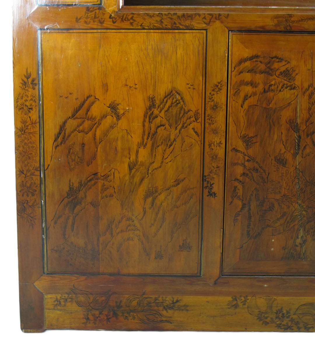 Hand Painted Chinese Antique Display Cabinet – 59 inches tall, Hand-Painted Design