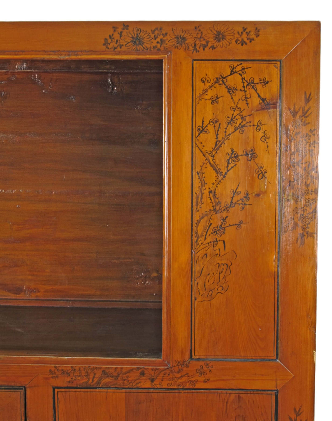 Hand Painted Chinese Antique Display Cabinet – 59 inches tall, Hand-Painted Design