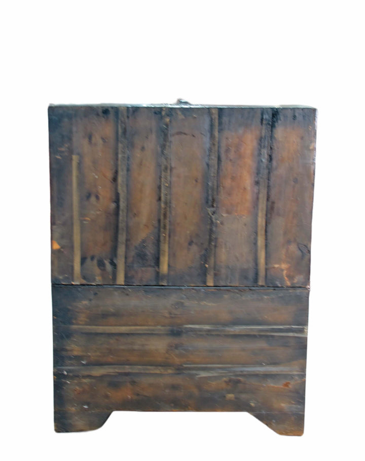 Vintage wooden crate with a weathered finish on a white background