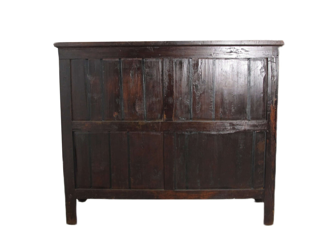 Dark wooden headboard on a white background