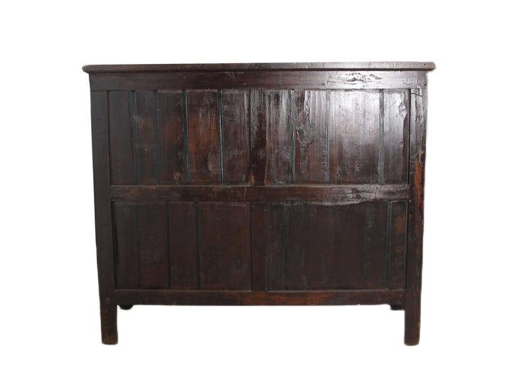 Dark wooden headboard on a white background