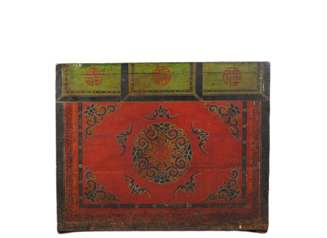 Hand Painted Five Bats Antique Gansu Tibetan Cabinet