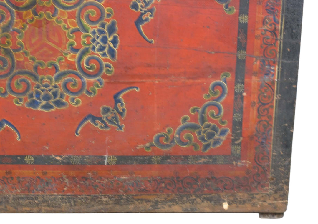 Hand Painted Five Bats Antique Gansu Tibetan Cabinet