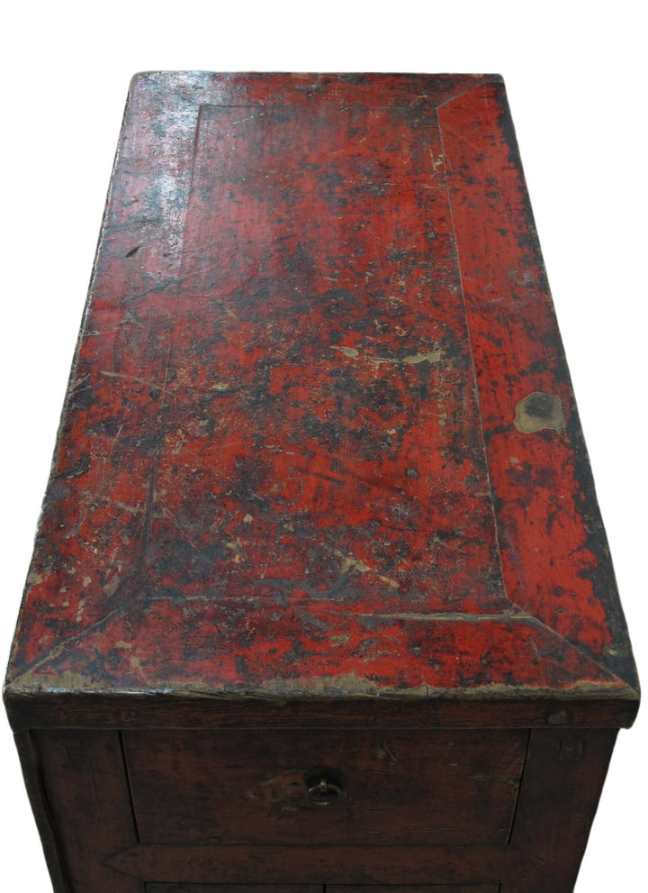 Hand Painted Flower Wreath Antique Gansu Tibetan Cabinet