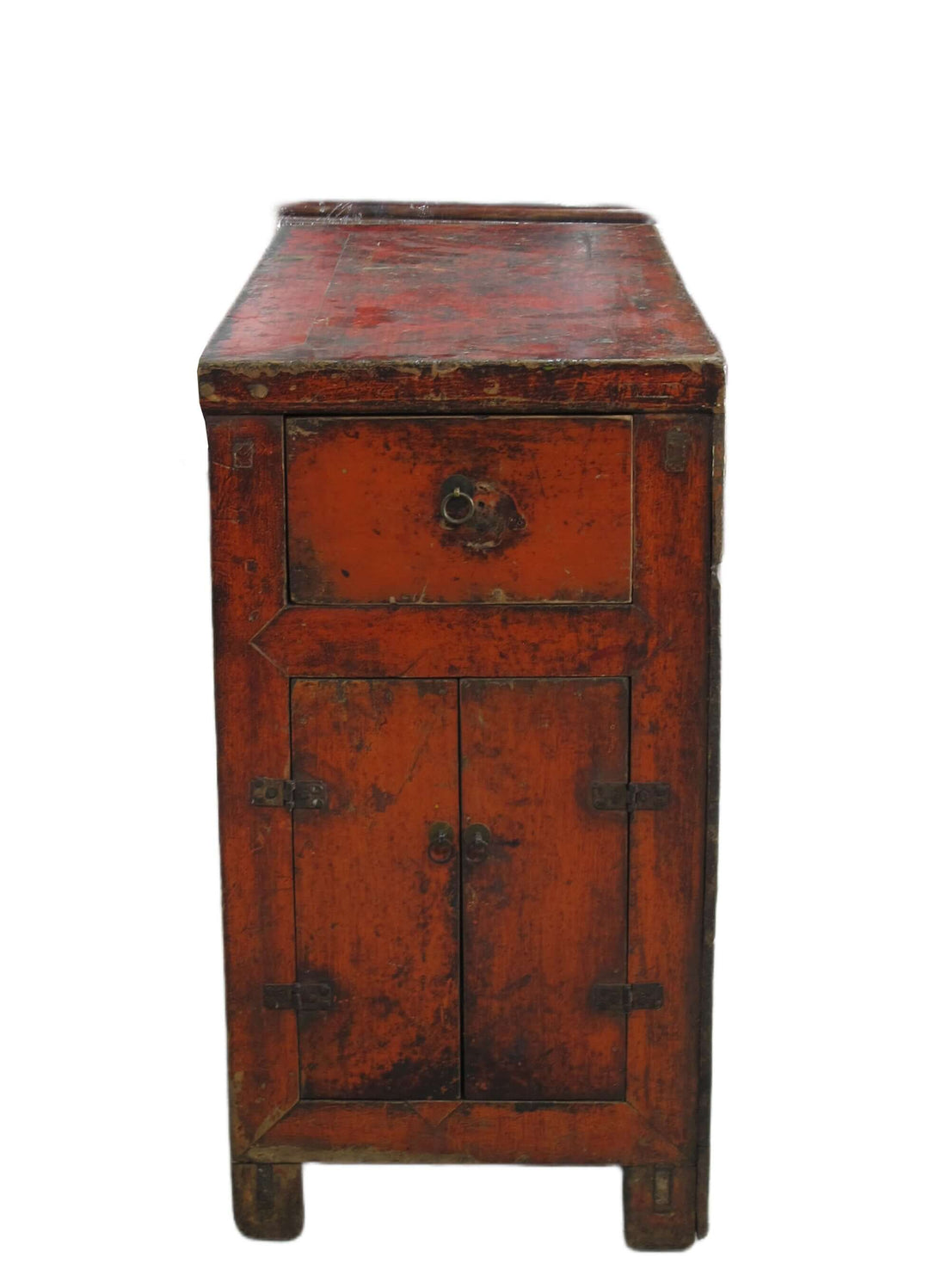 Hand Painted Flower Wreath Antique Gansu Tibetan Cabinet