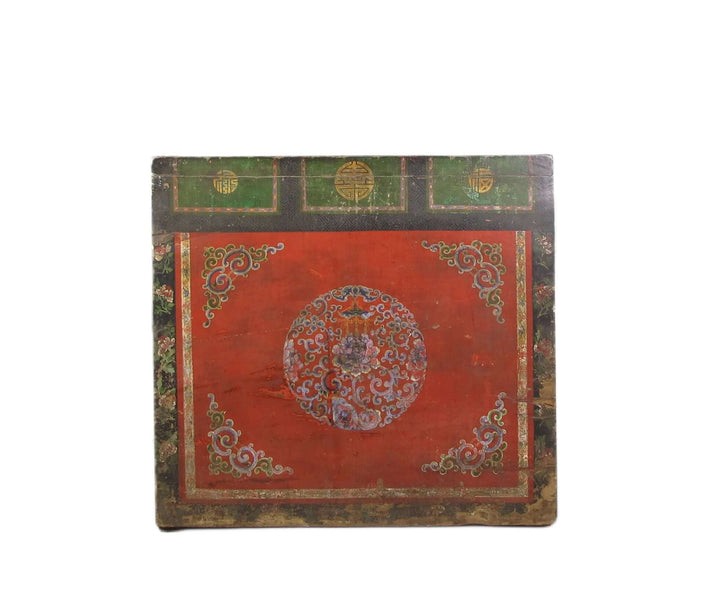 Hand Painted Flower Wreath Antique Gansu Tibetan Cabinet