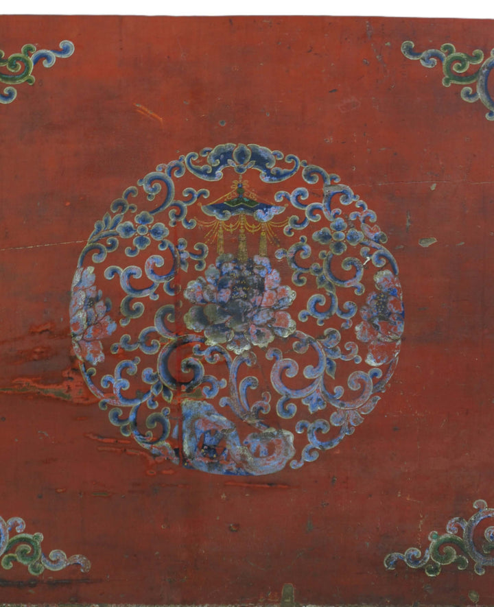 Hand Painted Flower Wreath Antique Gansu Tibetan Cabinet