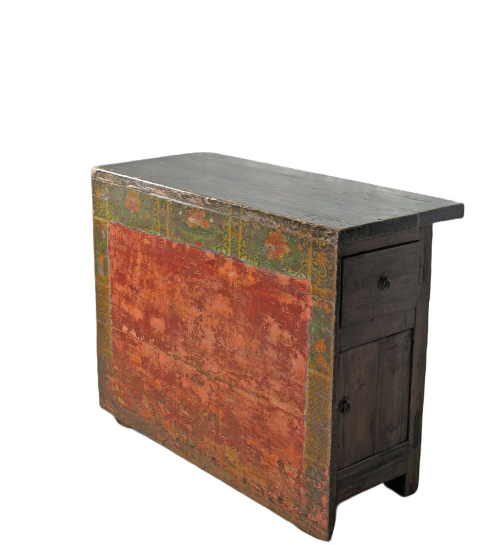 Rustic Red/Green Antique Cabinet