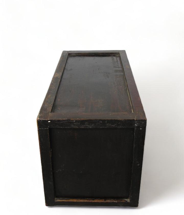 Hand Painted Red Vintage Chinese Chinoiserie-Style Cabinet