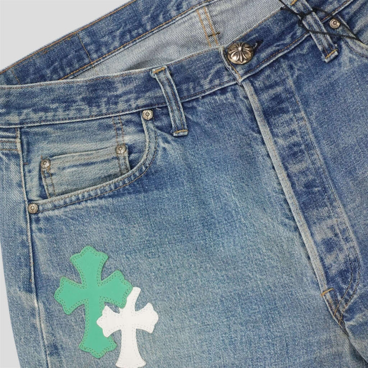 Chrome Hearts Multicolor Cross Patch Jeans
