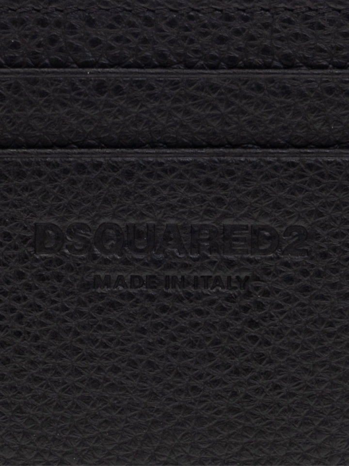 DSQUARED2 Tumbled Leather Mini Logo Cardholder - 10x7.5 CM