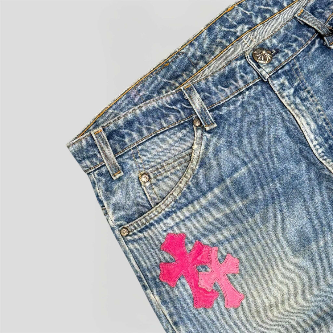 Chrome Hearts Cross Patch Jeans in Pink