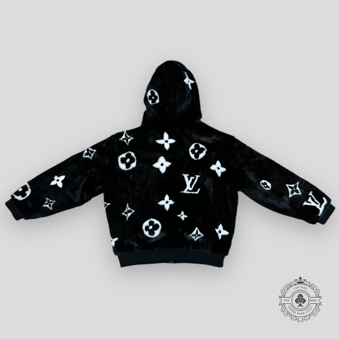 Louis Vuitton Monogram Mink Fur Zipped Jacket