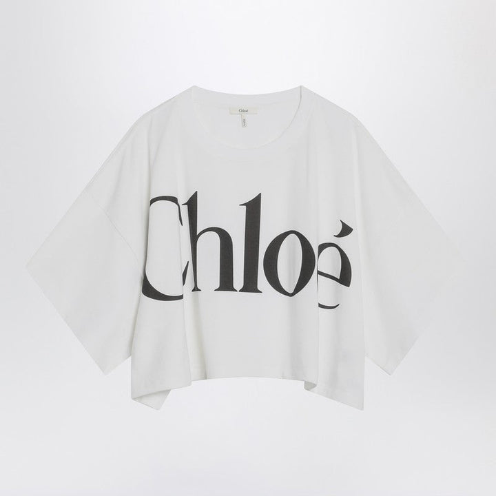 Chloé White Boxy T-Shirt With Logo Print Women