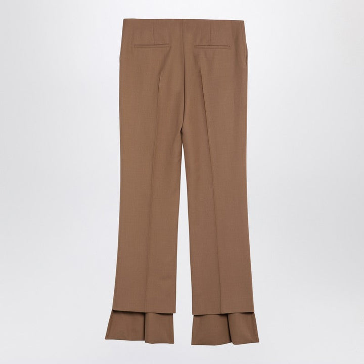 Chloé Beige Asymmetrical Wool Trousers Women