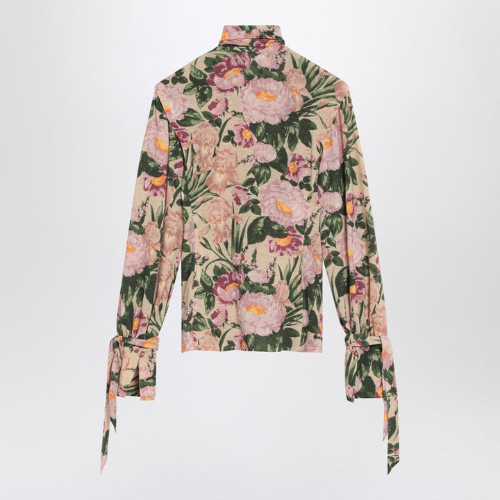 Chloé Turtleneck Jersey Wool Sweater With Floral Print Women