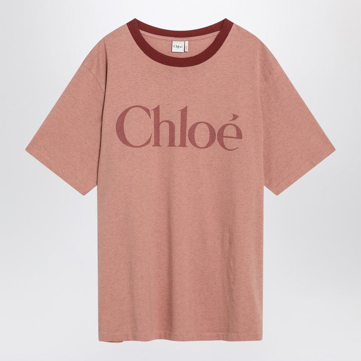 Chloé Pink Cotton T-Shirt With Logo Women