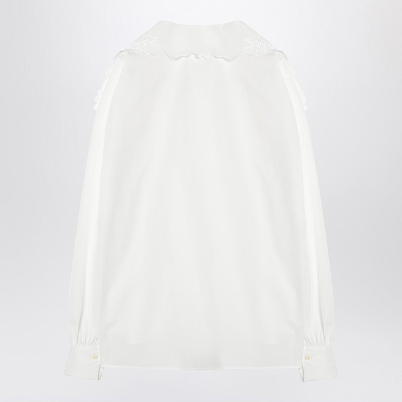 Chloé White Shirt With Embroidered Bow Tie Women