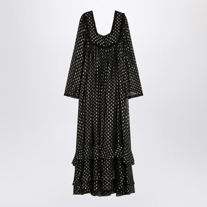 Chloé Maxi Black Dress With Lightweight Silk Ruffles Women