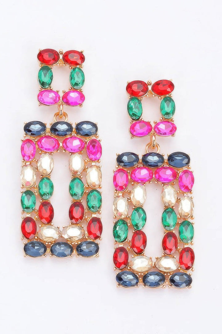 CHELSEA Crystal Color Pop Rectangle Earrings: NYFW BYMANYC ® New York