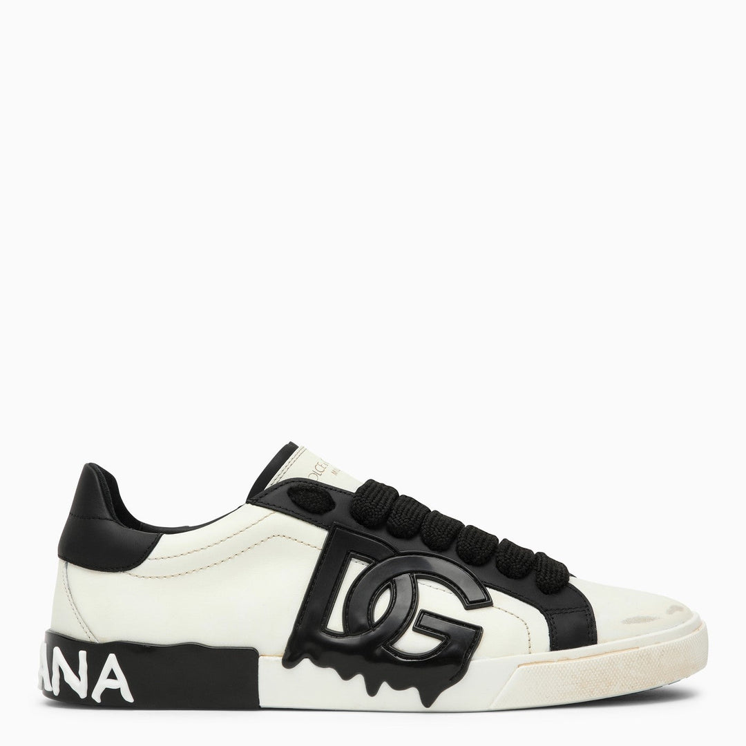 Dolce&amp;Gabbana Portofino Vintage White/Black Leather Trainer
