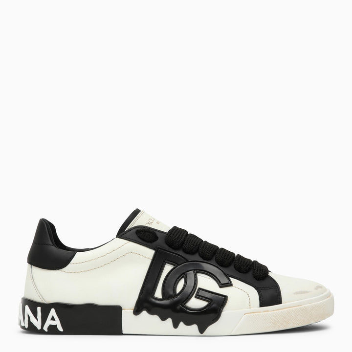 Dolce&amp;Gabbana Portofino Vintage White/Black Leather Trainer
