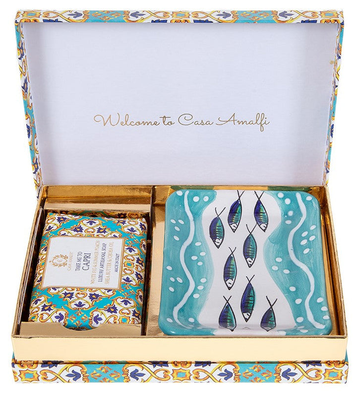 Casa Amalfi Scented Soap Bar with Ceramic Soap Dish Take Me To Capri
