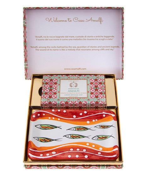 Casa Amalfi Scented Soap Bar with Ceramic Soap Dish Aperitivo in Amalfi