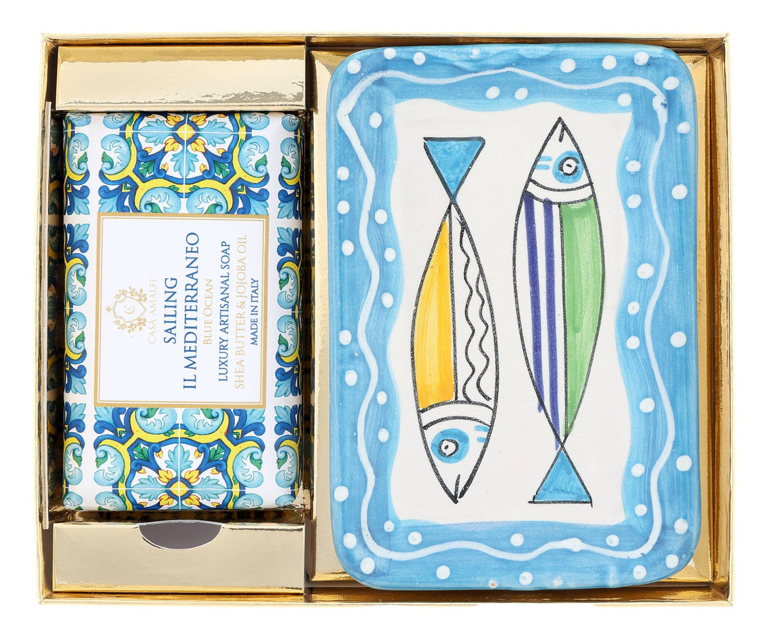 Casa Amalfi Scented Soap Bar with Ceramic Soap Dish Sailing il Mediterraneo