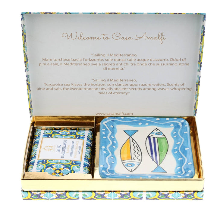 Casa Amalfi Scented Soap Bar with Ceramic Soap Dish Sailing il Mediterraneo