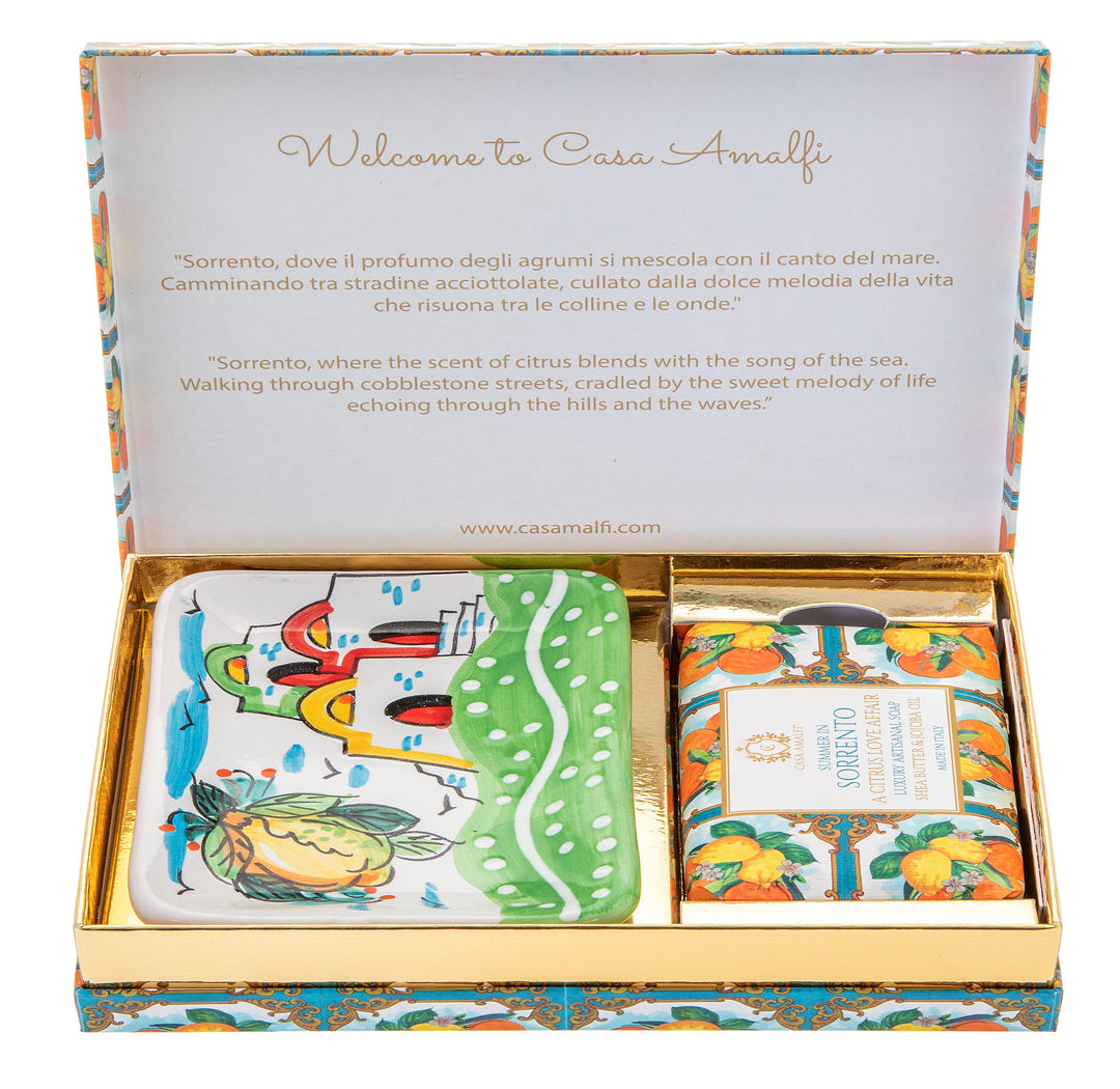 Casa Amalfi Scented Soap Bar with Ceramic Soap Dish Summer in Sorrento