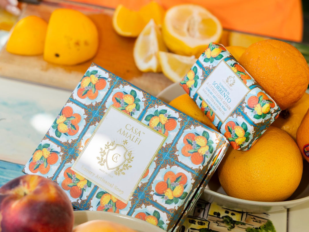 Casa Amalfi Scented Soap Bar with Ceramic Soap Dish Summer in Sorrento
