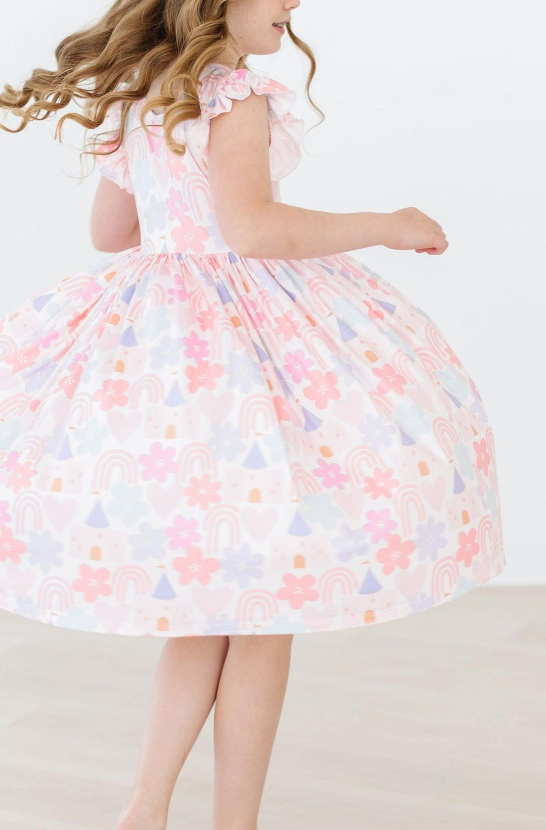 Castles &amp; Rainbows Flutter Sleeve Twirl Dress