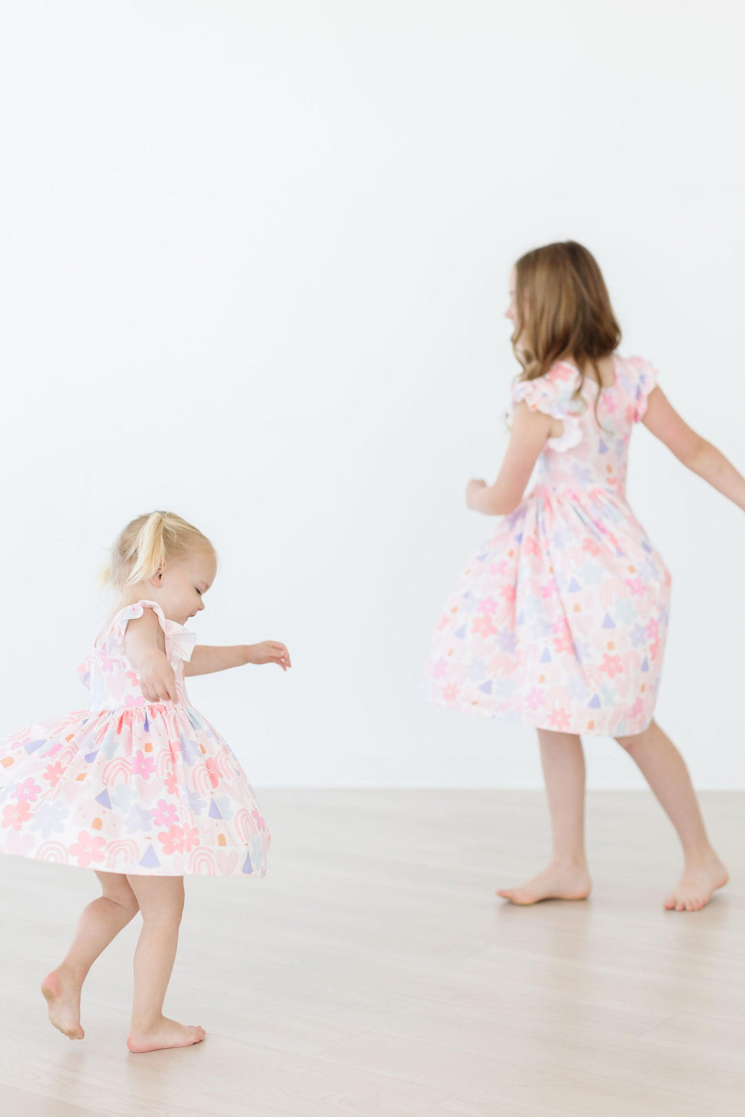 Castles &amp; Rainbows Flutter Sleeve Twirl Dress