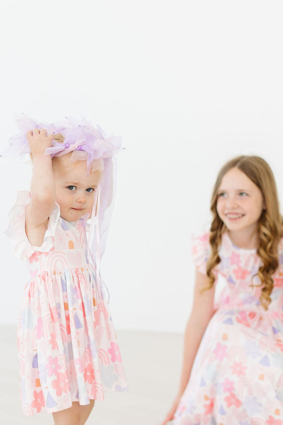 Castles &amp; Rainbows Flutter Sleeve Twirl Dress