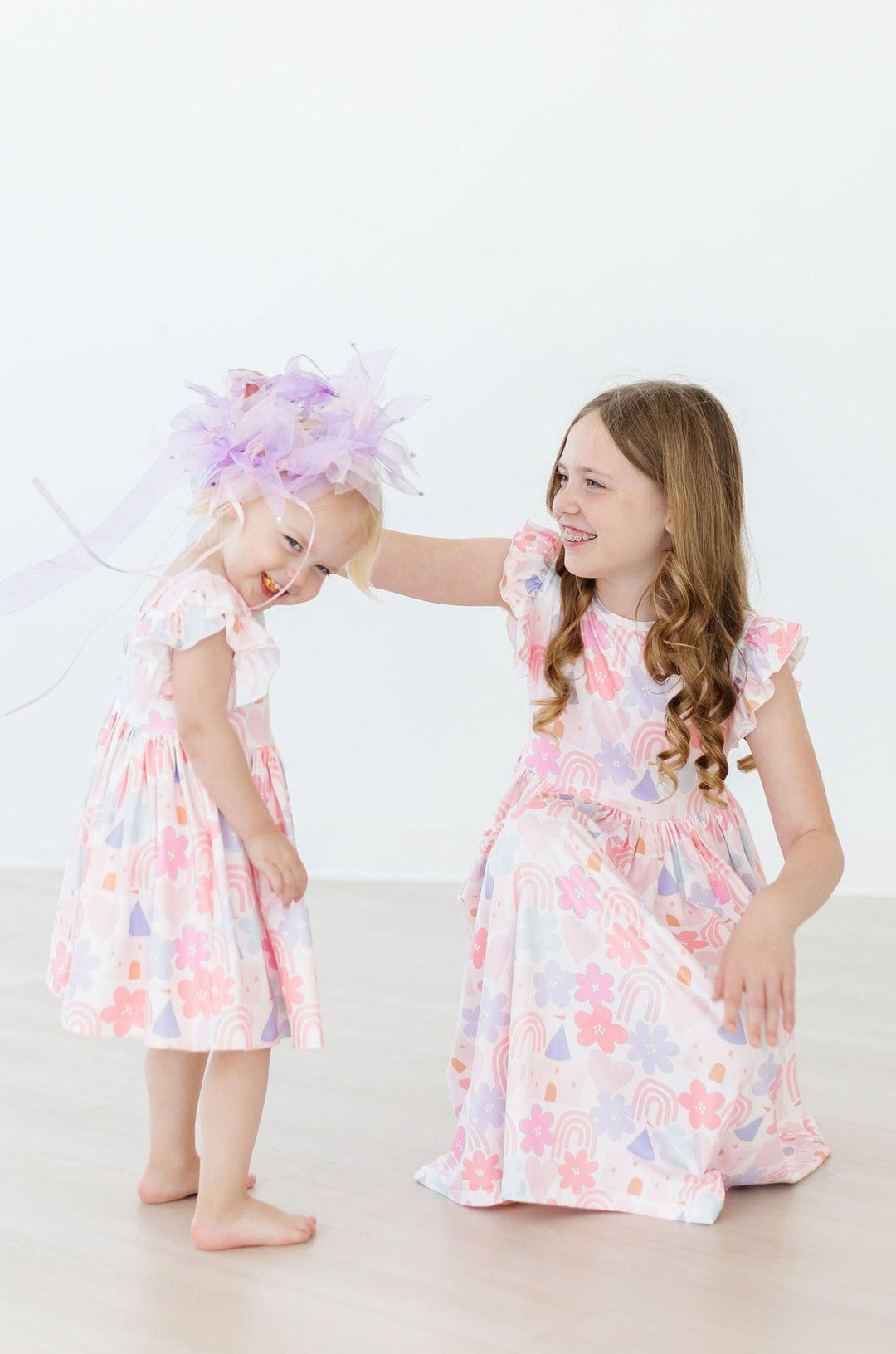 Castles &amp; Rainbows Flutter Sleeve Twirl Dress