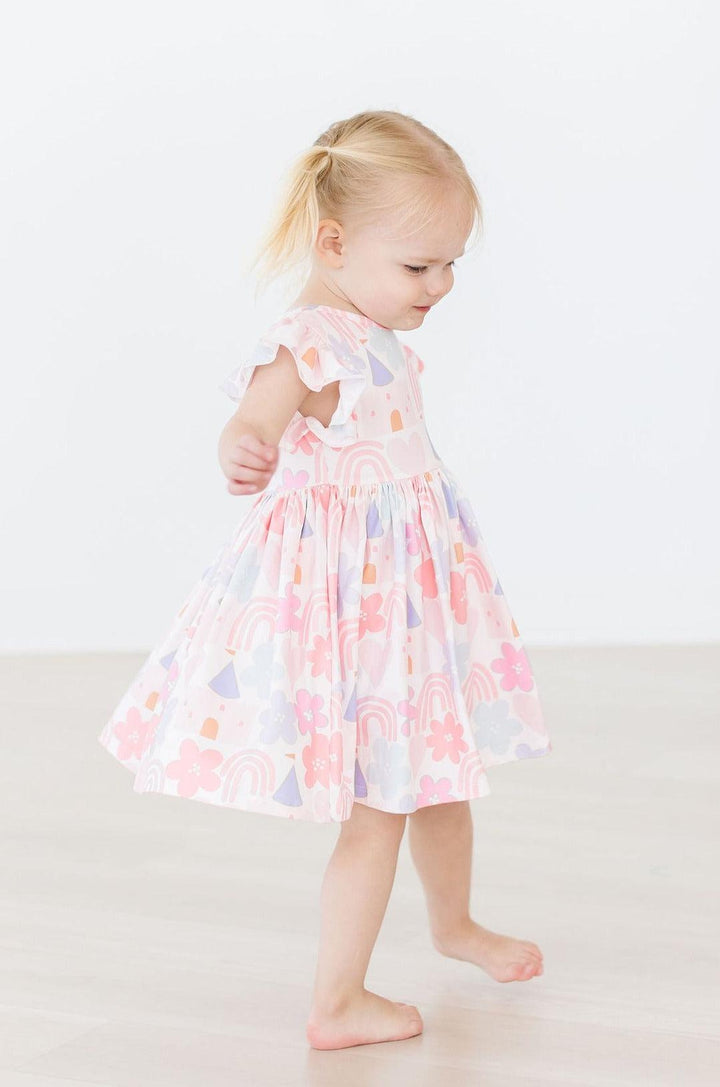 Castles &amp; Rainbows Flutter Sleeve Twirl Dress