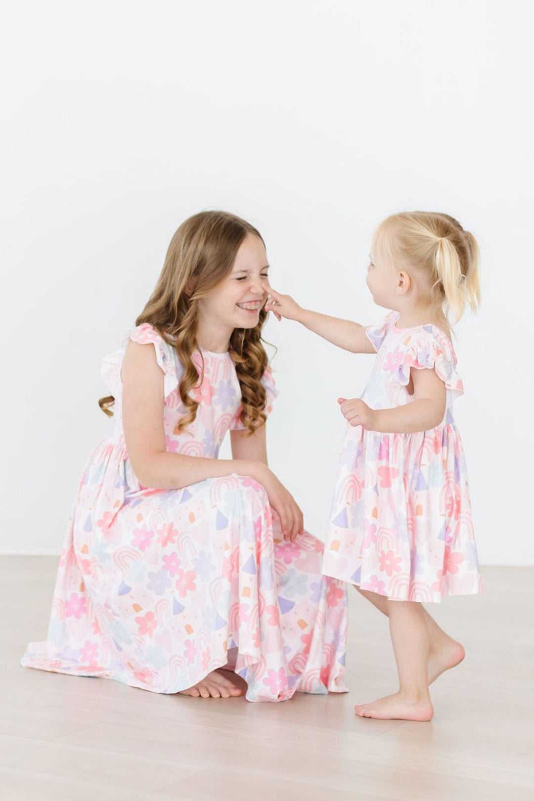 Castles &amp; Rainbows Flutter Sleeve Twirl Dress