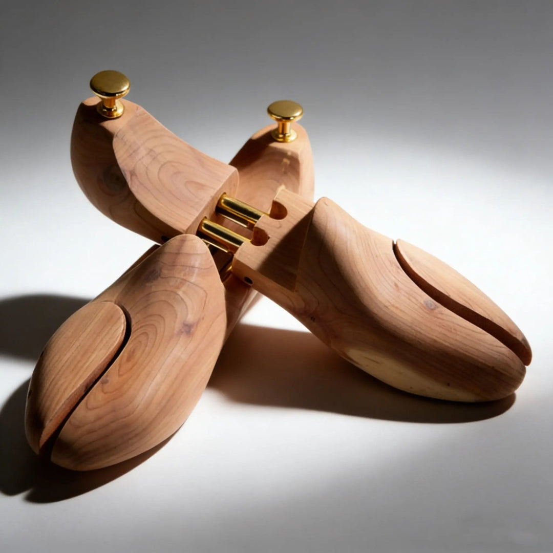 Light Tan Split-Toe Shoe Tree with Gold-Tone Hardware
