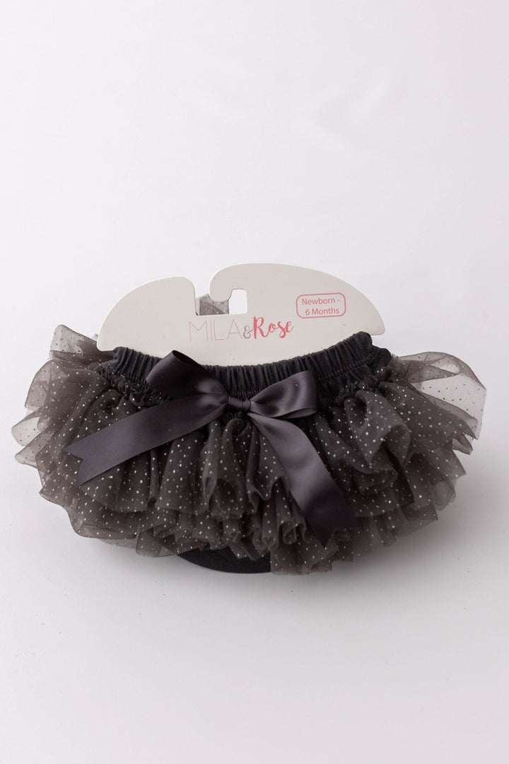 SALE Charcoal &amp; Silver Glitter Ruffle Tutu Bloomer