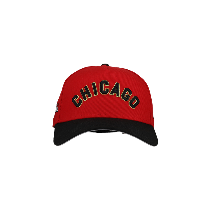 Chicago White Sox 9Forty A Frame Snapback Hat (Black/Red/Gold)