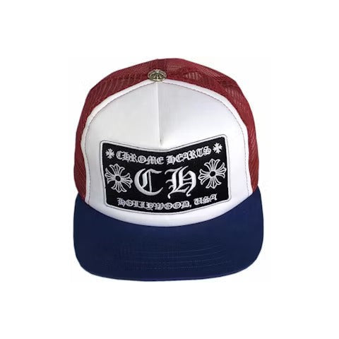 Chrome Hearts CH Hollywood Trucker Hat Red/White/Blue