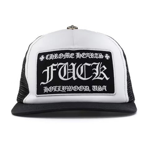 Chrome Hearts FUCK Hollywood Trucker Hat Black/White